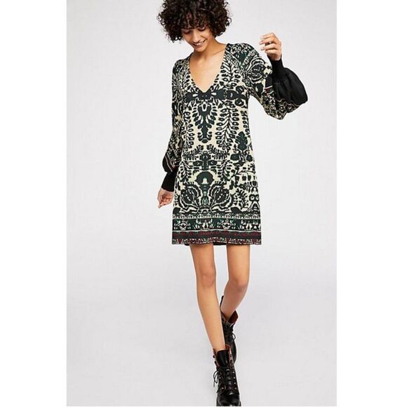 Free People 'Lyrics' Sweater Mini Dress - Black Combo